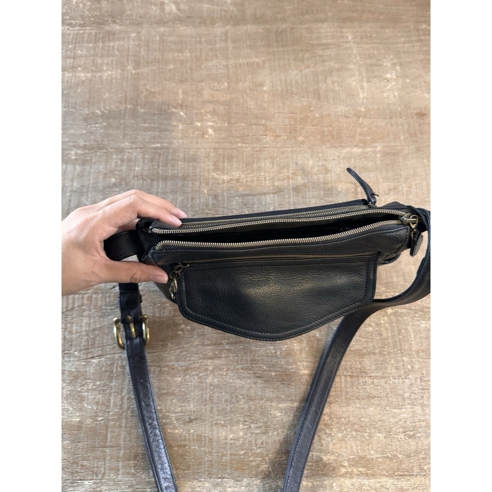 Vintage Fossil 1954 Black Leather Medium Crossbody Purse Shoulder Bag - Picture 5 of 10